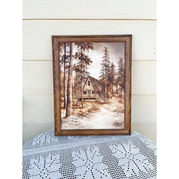 Cabin in the Woods Original Painting by Constance Legler Smith Y2K - Picture 1 of 5